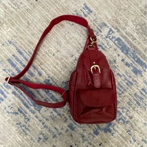 Red Leather Crossbody Sling Bag - Classic Women's Shoulder Bag